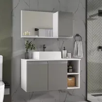 Comprar Gabinete Armário Banheiro Completo 80cm - Puxador Alumínio