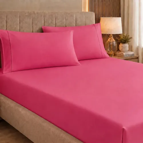 Jogo De Lençol Queen 3 Peças 400 Fios C/ Elástico Hotel Pink Liso