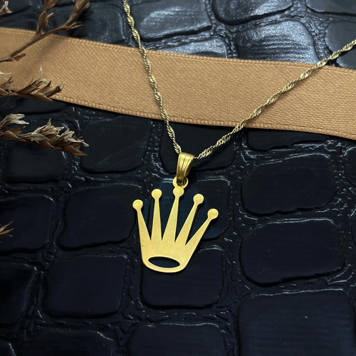 Cadena Y Dije Corona Oro 18k Oro 18k 55 Cm