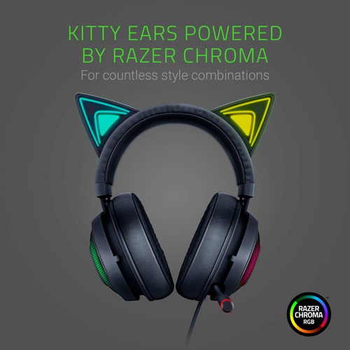 Imagen 7 de 10 de Auriculares gamer Razer Kraken Kitty negro con luz rgb LED