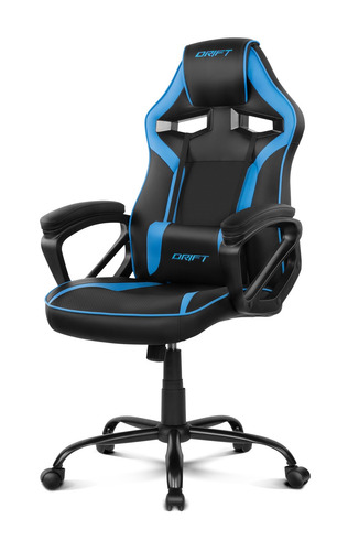 Imagen 3 de 5 de Silla de escritorio Drift DR50 gamer negra y azul con tapizado de cuero sintético