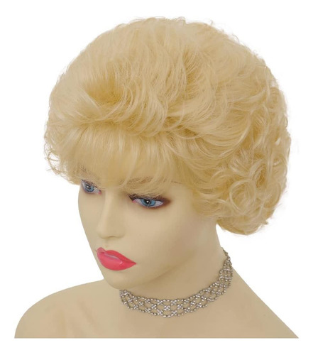 Peluca Rubia Corta Con Flequillo Moderno Y Chic Para Mujer