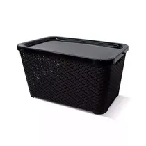 Comprar Canastos Organizador Plastico Apilable Ratan Mediano Tapa X4 Colombraro