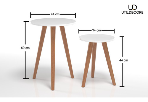 Mesinhas Duplas Decora Sala Retro Tripé Branca Pé Palito Branco