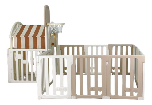 Corral Infantil Fijo Con Aro De Baloncesto Y Casita
