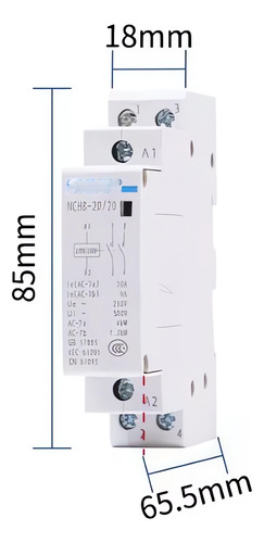 Para Contactor Modular 230vac 20a, 4kw Ac1, 2na
