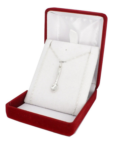 Conjunto Cadena Y Dije Cuchara Plata 925 Chef Cocinero Color Plateado