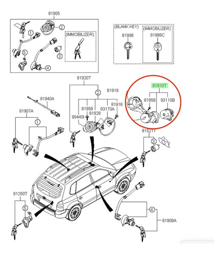 Cuerpo Chapa Contacto Hyundai Tucson 2004 2010