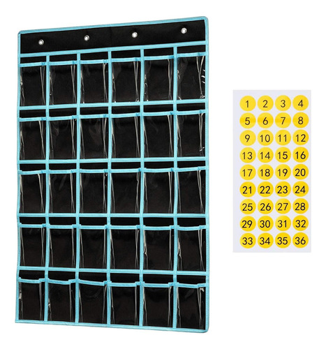 Gráfico De Bolsillo Para El Aula, 36 Bolsillos Negro