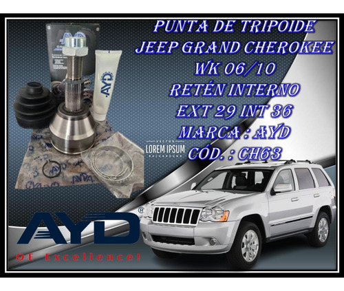 Punta De Tripoide Jeep Grand Cherokee Wk 06/10 Reten Interno