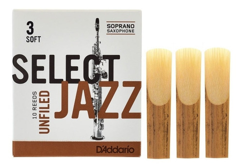 Kit 3 Palhetas Select Jazz Unfiled - Sax Soprano - 3 Soft