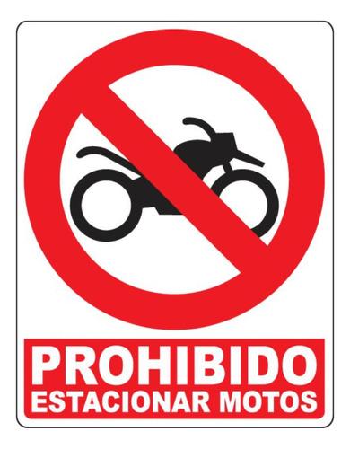 Señal Seg Prohibido Estacionar Motos 19,5x25cm Seven