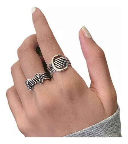 Anillo Ajustable Fivela Cinturón Trançada Retro Para Hombre