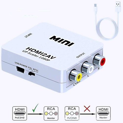 Adaptador Convertidor Hdmi A Rca Audio Video Tv 1080p 720p