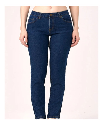 Pantalon Jean Tiro Medio Azul Jaspeado Grande Especial