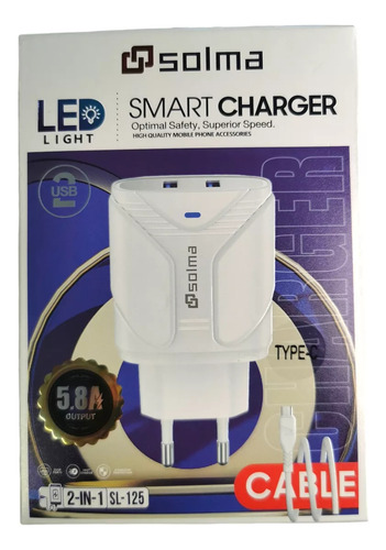 Cargador Tipo C 2 Usb Solma Sl-125