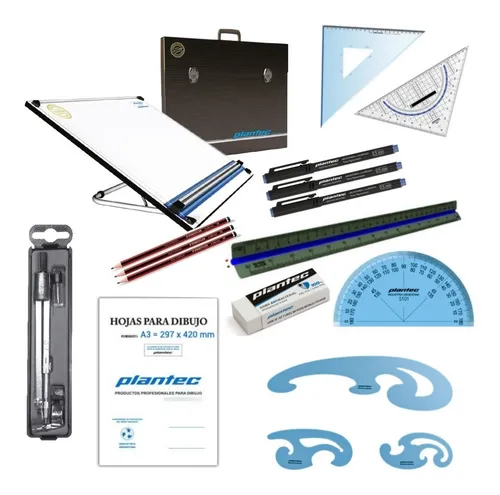 comprar Kit Premium Tablero Plantec Dibujo Tecnico 26 Articulos
