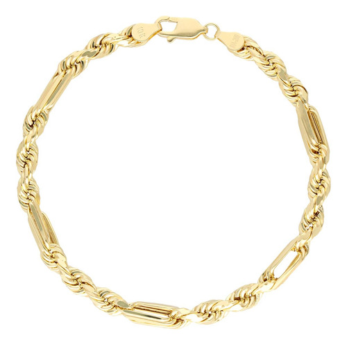 Pulsera Pulso Esclava Oro 10k Torzal Figaro 5.5mm 21cm Italy