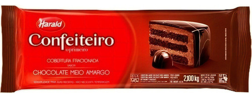 Chocolate Meio Amargo Cobertura Frac Confeiteiro 2,100kg