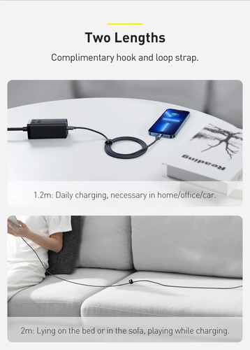 Cabo Carregador Turbo Usb C Lightning 1,2 Metro Baseus