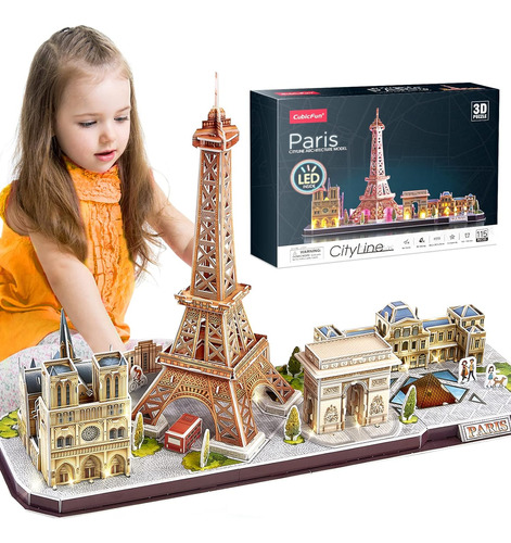 Rompecabezas 3d Cubicfun Para Niños De 8 A 10 Años Led Paris