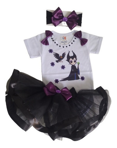 Roupa  Bebe Mesversario Dia Das Bruxas Halloween Malevola