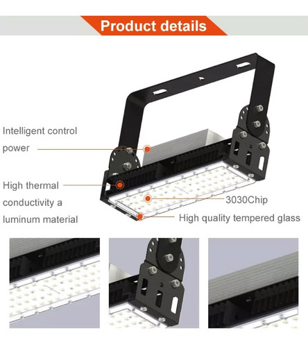 Proyector Foco Led Deportivo 400w Ip67 - Calidad Unilux Carcasa Negro Luz Blanco neutro