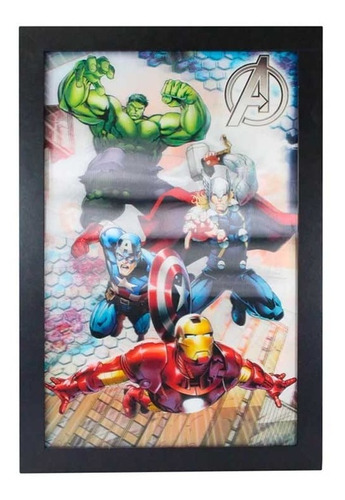 Quadro Decorativo Vingadores Avengers Marvel 3d Holográfico