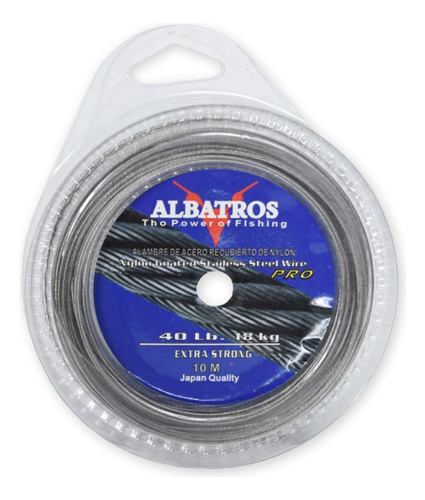 Cable De Acero 60lbs Pesca Albatros X 10m Color Gris X4u
