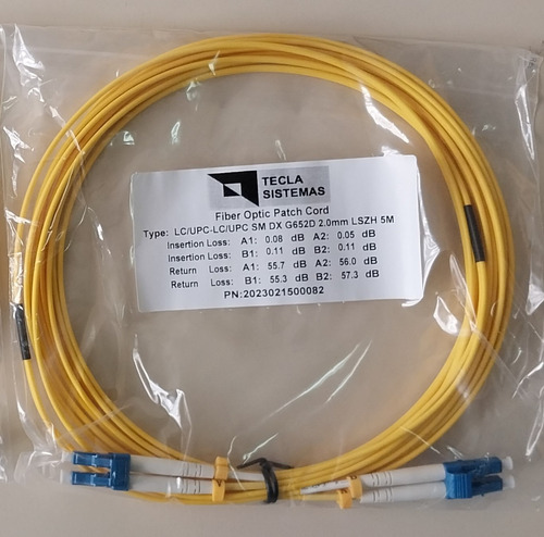 Fibras Ópticas: Patchcord Dx- Sm G652, Lc Upc- Lc Upc 5m