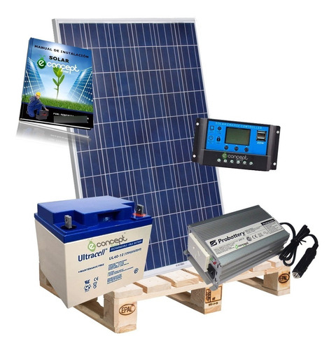 Kit Solar Panel 75watt Regulador 10amp Bat 40a Inverter 150w