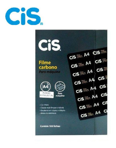 100 X Papel Carbono Para Maquina Cis Filme Preto A-4 Sertic