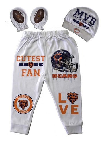 Ropa Bebé Pantalon Gorro Y Manoplas Osos De Chicago Bears