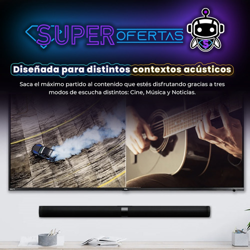 Imagen 5 de 7 de Potente Barra De Sonido Tcl 320 Watts Bluetooth + Subwoofer