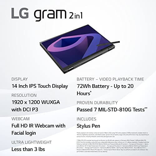 Laptop LG Gram 14t90q 2-in-1 Tablet , 14 1920 X 1200