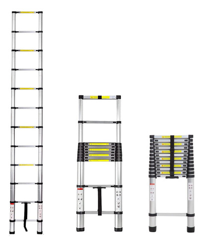 Escalera Telescopica De Aluminio Plegable 4.7 M 12 Escalones Retráctil Multiusos Extensible Kingsman