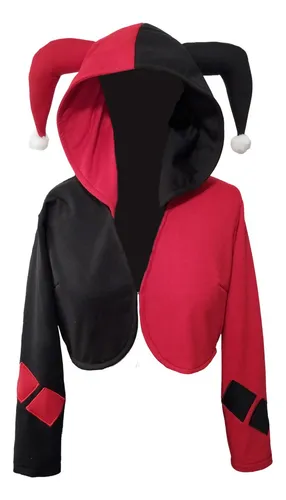 Sudadera Hoodie Corte Torera Harley Quinn Bordada Cuotas sin inter s