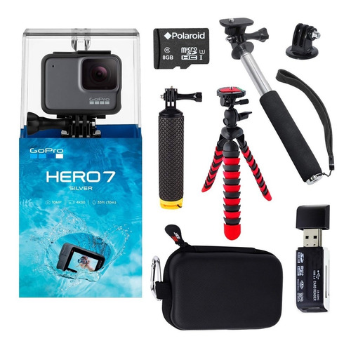 Go Pro Hero 7 Silver Con Muchos Accesorios + Sd Samsung 64gb