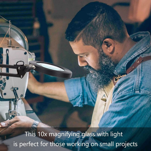 Lupa Con Luz Y Soporte, Lámpara De Aumento 10x, Lupa De E...