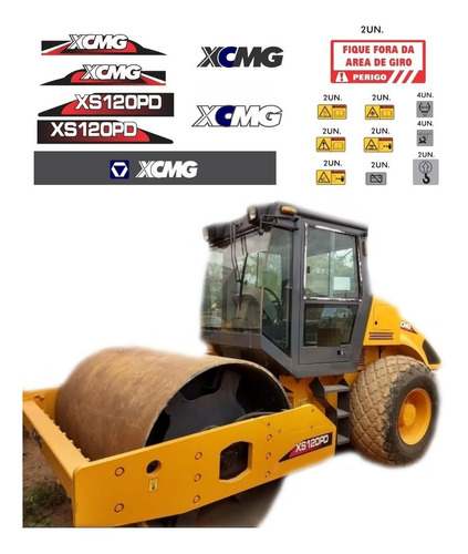 Kit Adesivos Rolo Compactador Xcmg Xs120pd Ca-03375 Mq Cor