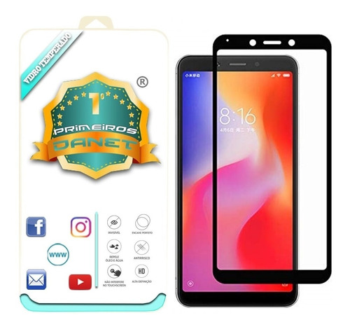 Película De Vidro Full Cover 3d Xiaomi Redmi 6 E 6a 5.45 Top