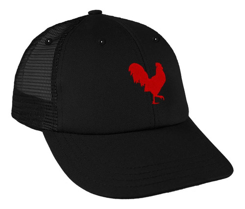 Sombrero De Camionero Gorra De Béisbol Gallo Rojo En Un Bord