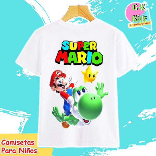 Camisetas De Mario Bros Para Niños Sublimada Piel De Durazno