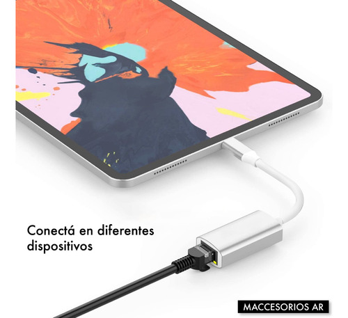 Imagen 5 de 10 de Adaptador Usb C 3.1 A Red / Ethernet Lan / Rj45 / Mac / Pc
