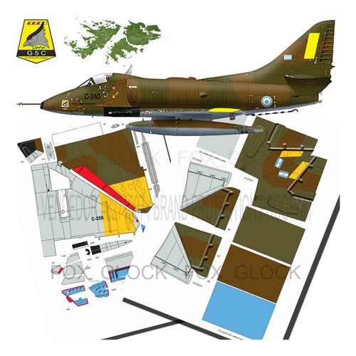 A4 B Skyhawk Malvinas Identificativo Amarillo Papercraft