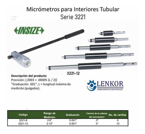 Micrómetro Para Interiores 2-12 Insize