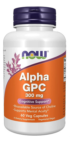 Now Suplementos, Alpha Gpc 300 Mg / 60 Cápsulas /