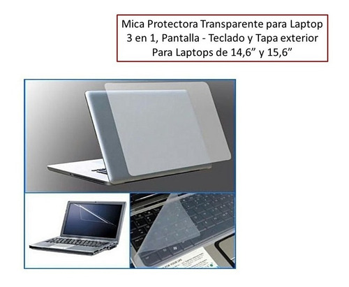 Mica Protectora Transparente Para Laptop 3 En 1