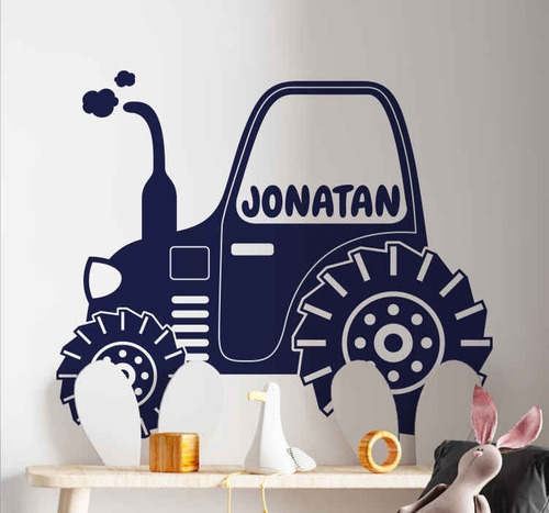 Vinilo Decorativo Personalizable Tractor Con Nombre