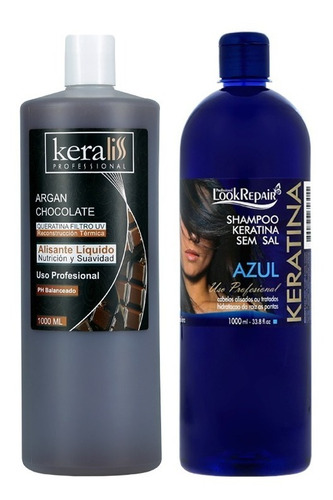 Keratina Keraliss Choco + Shampoo Look Repair Azul 1.000 Ml